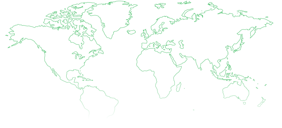 A global map with dots indicating locations of facilities